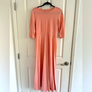 Apricot Peach colored maxii dress with zipper